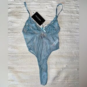 PrettyLittle Thing Baby Blue Bodysuit Lace Lingerie